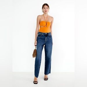 Zara High Rise Straight Leg Full Length Jeans